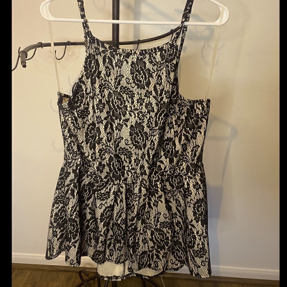 Lace High Neck Peplum Top